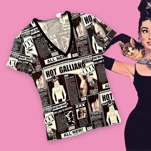 John Galliano Collage Newsprint Advertisement Shirt